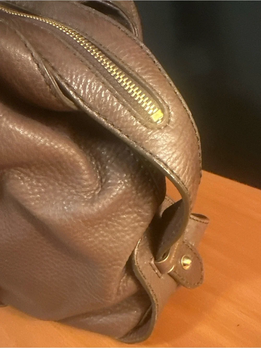 Michael Kors Chocolate Brown Pebbled Leather Satchel with Gold Hardware